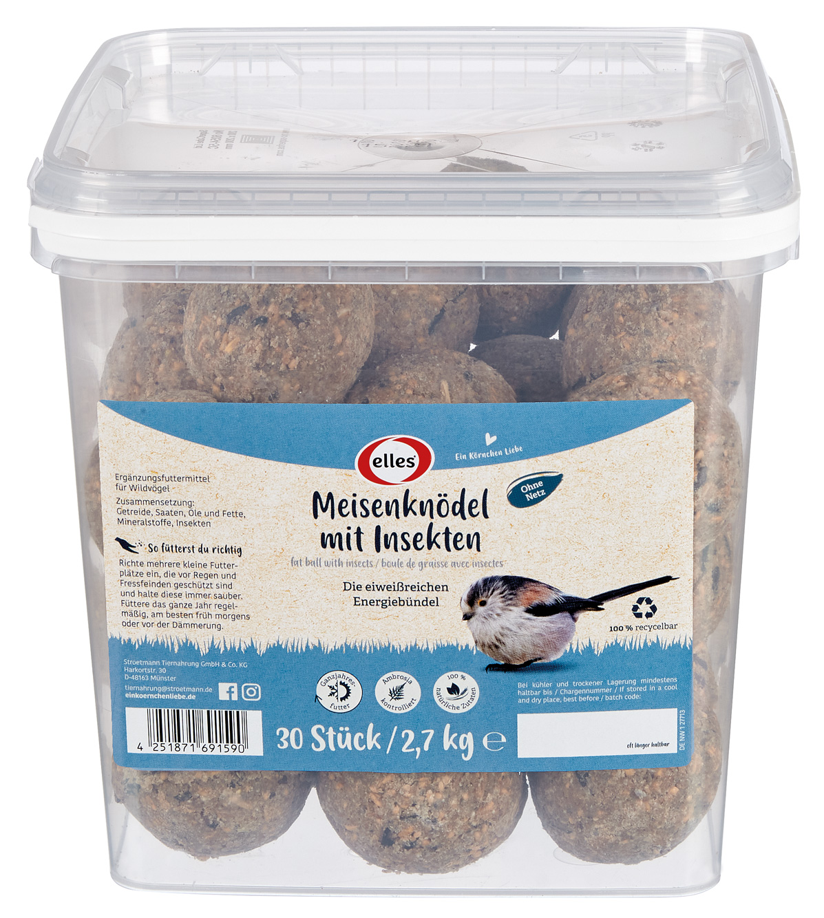 Meisenknödel mit Insekten 30er ohne Netz Meisenknödel mit Insekten 30er ohne Netz