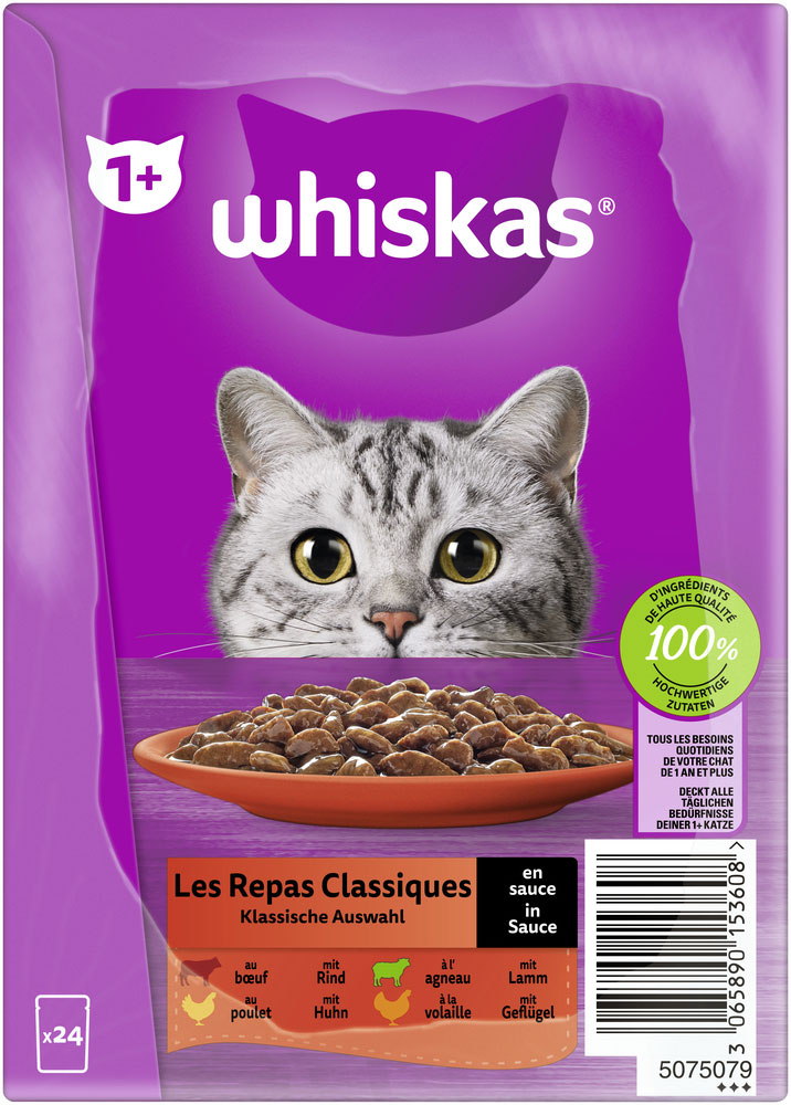 Whiskas - Core 1+ Klassische Auswahl in Sauce - 2 x 2040g - 5