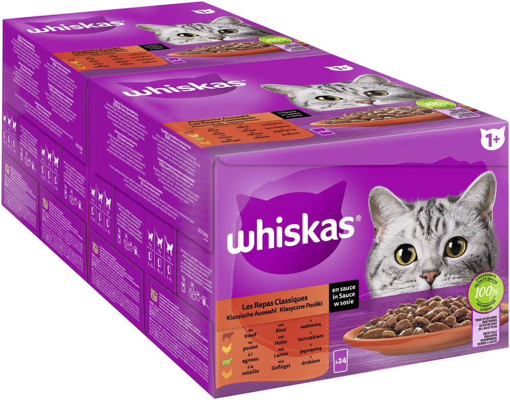 Whiskas - Core 1+ Klassische Auswahl in Sauce - 2 x 2040g - 2