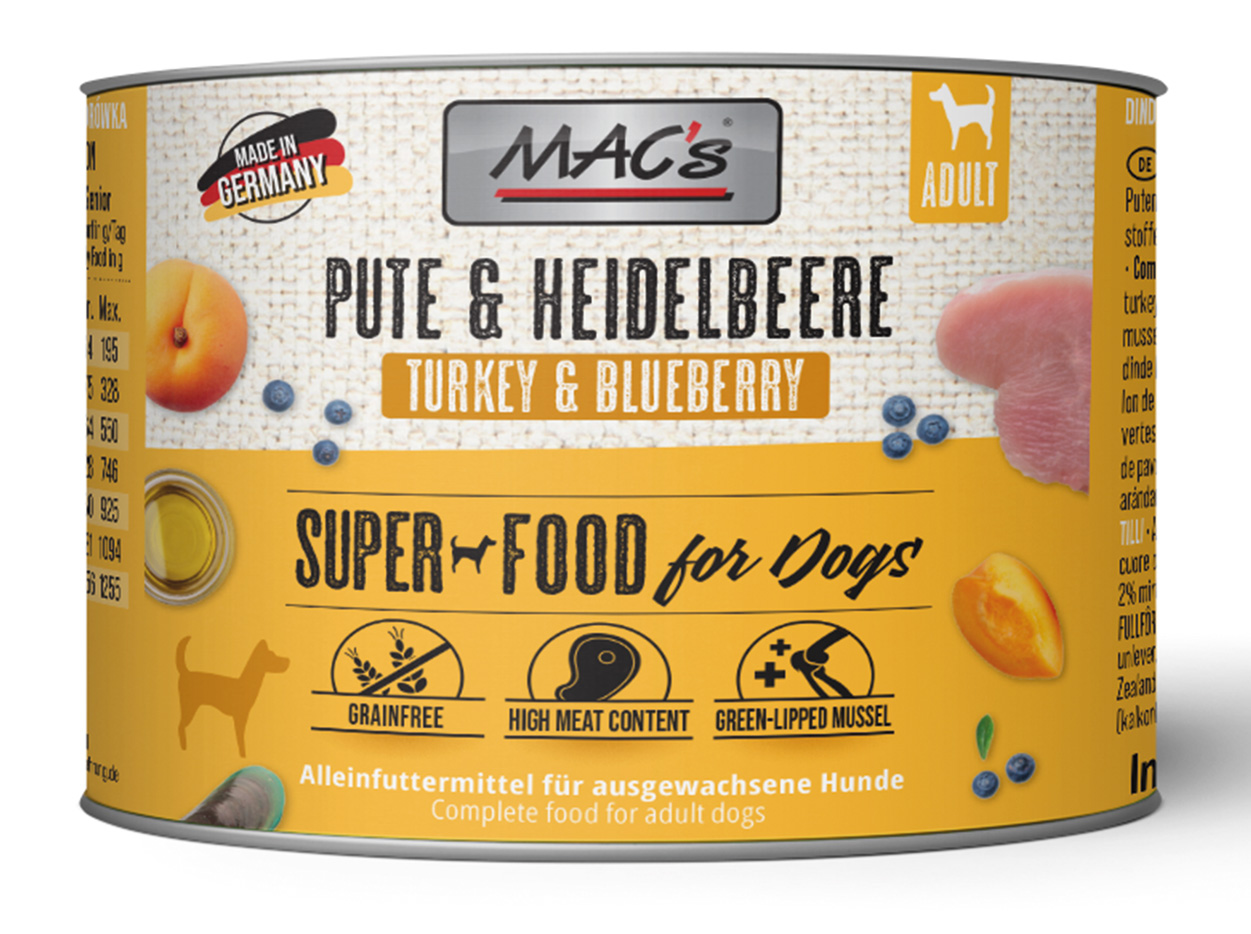 MAC´s - DOG Pute & Heidelbeeren - 6 x 200 g - 1