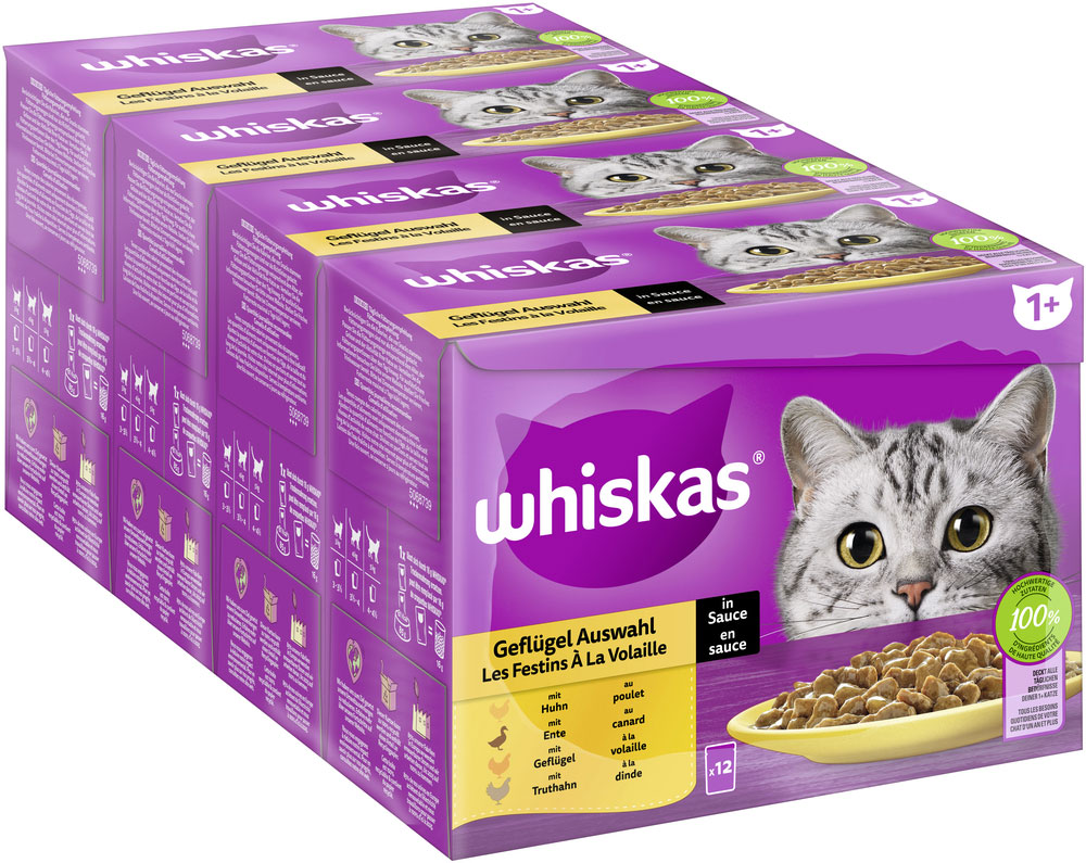 Whiskas - Whiskas Multipack 1+ Geflügel Auswahl in Sauce - 4 x 12X85g - 2
