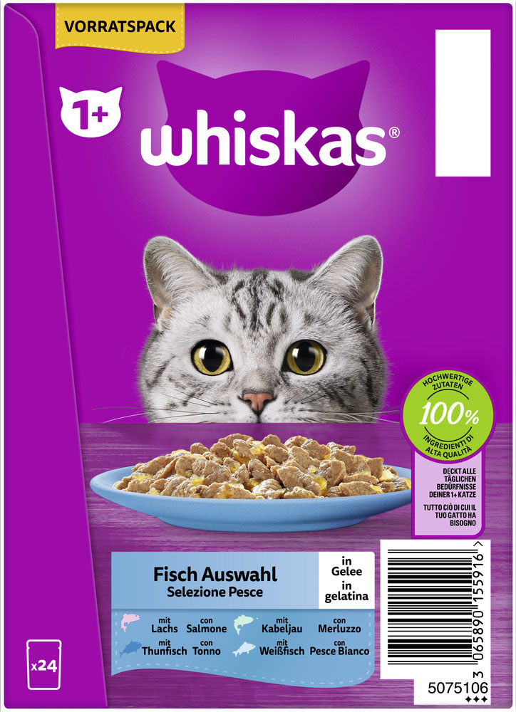 Whiskas - Whiskas Multipack 1+ FischAuswahl in Gelee - 2 x 24X85g - 4