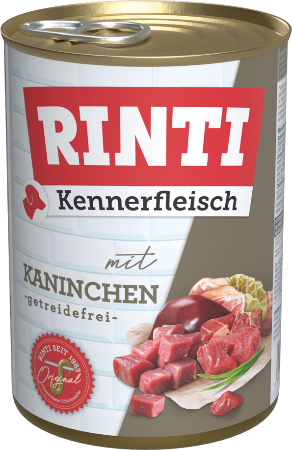 Rinti - Kennerfleisch Kaninchen - 12 x 400 g - 1