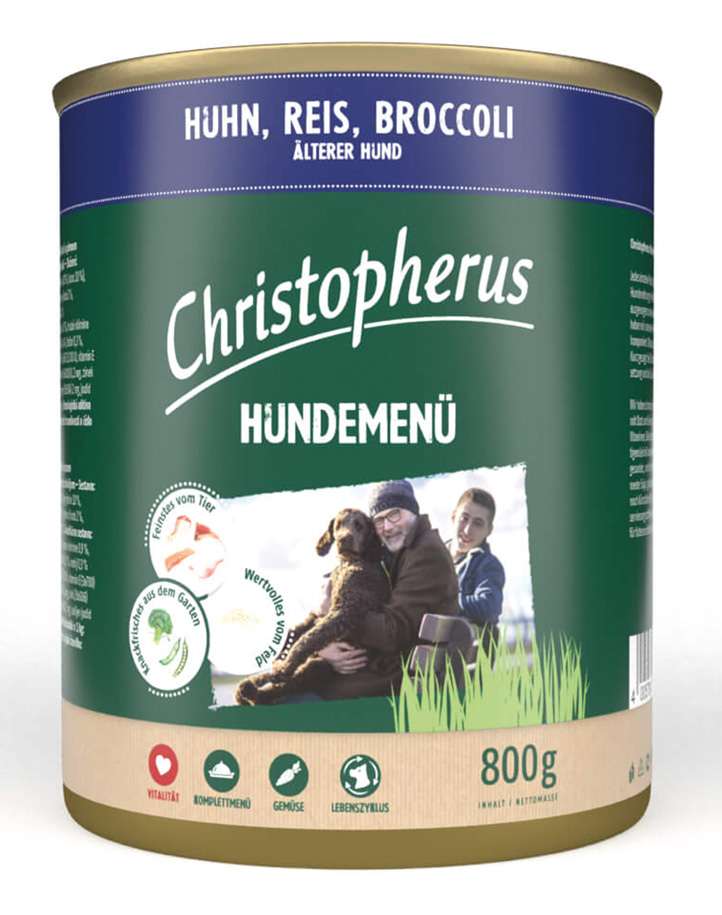 Hundemenü Senior - mit Huhn, Reis & Brokkoli