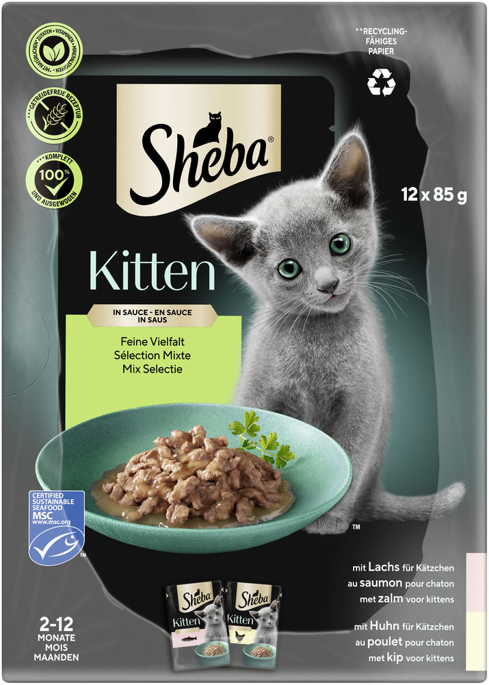 Sheba - Multipack Kitten Feine Vielfalt in Sauce - 4 x 1020g - 5