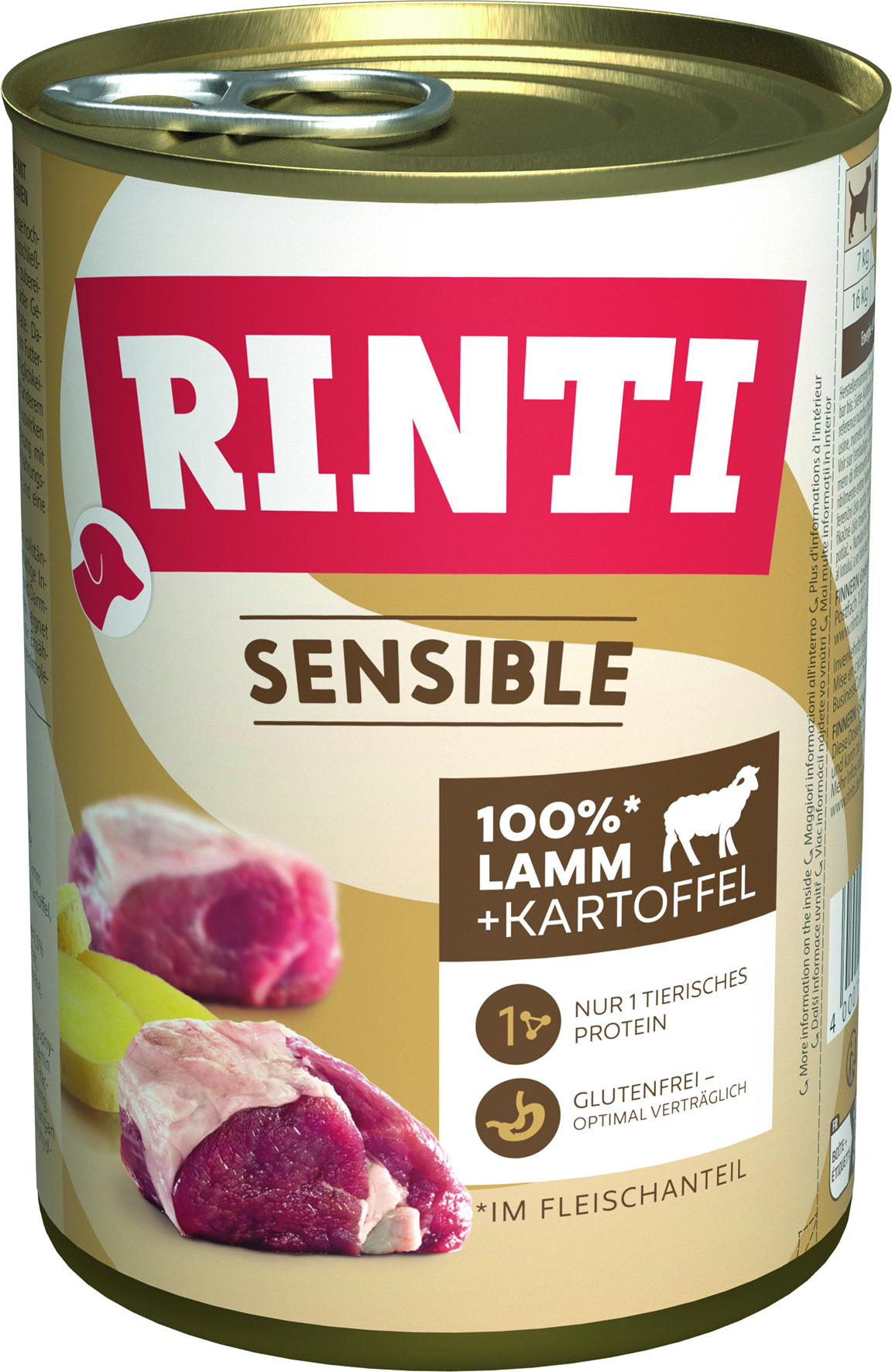 Rinti - Sensible Lamm und Kartoffel - 12 x 400 g - 1