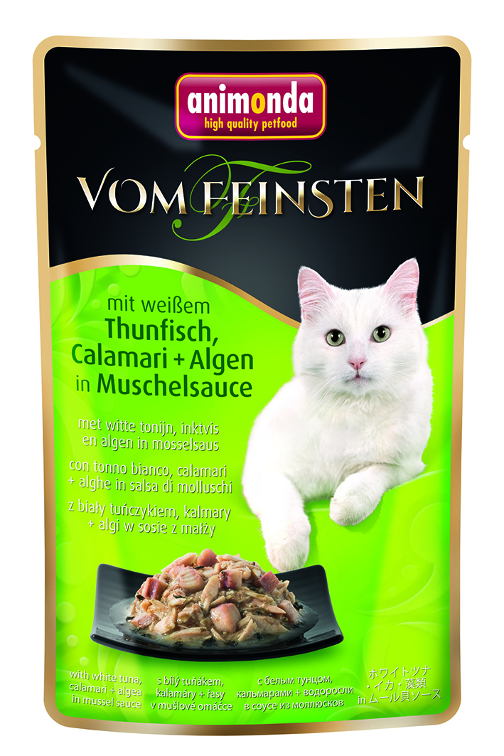 mit Thunfisch, Calamari + Algen in Muschelsauce