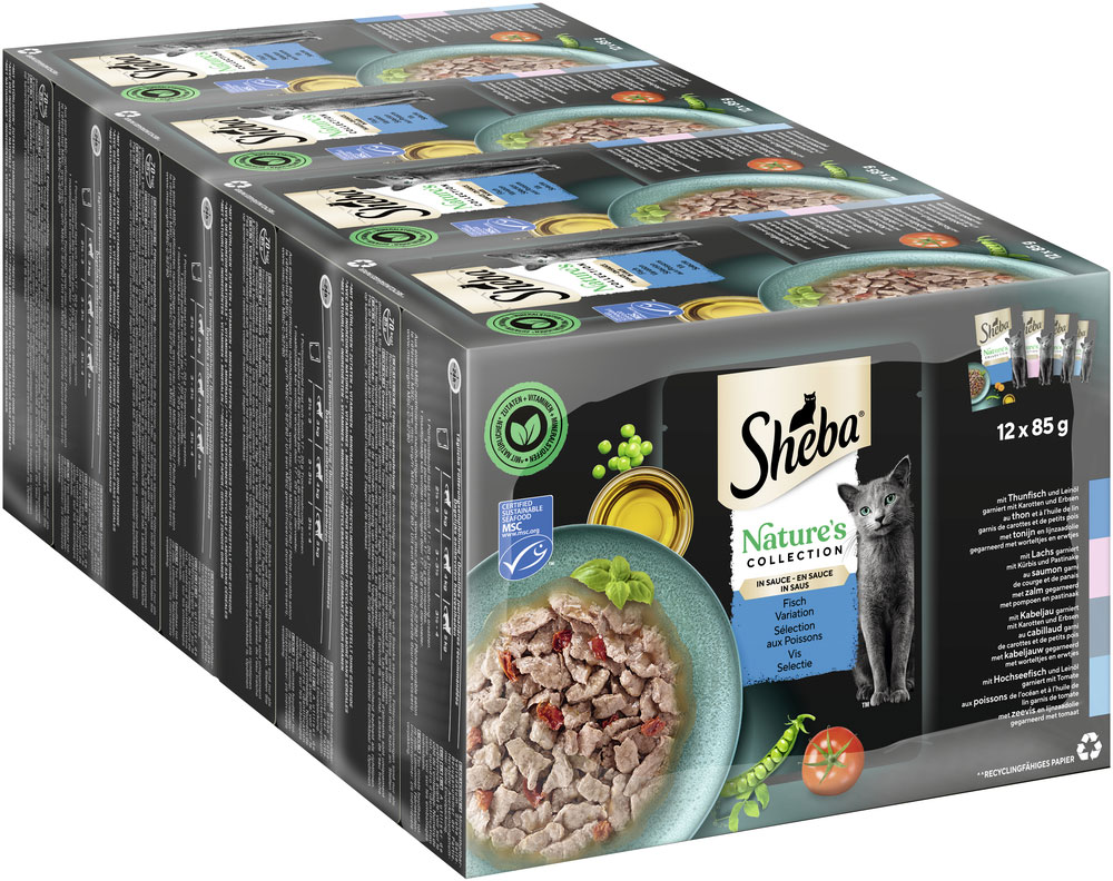 Sheba - Natures Collection Sauce Lover Feine Vielfalt - 4 x 1020g - 2