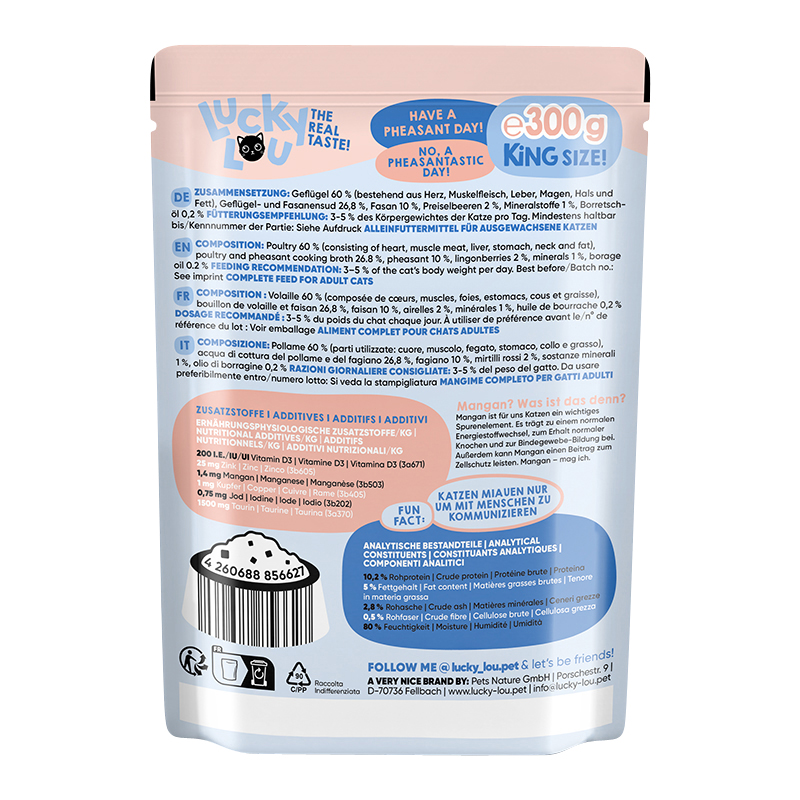 Lucky Lou - Adult Geflügel & Fasan - 6 x 300 g - 2