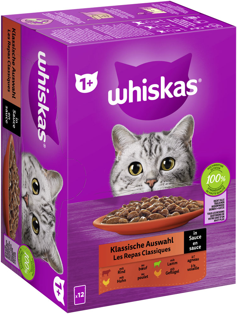 Whiskas - Whiskas Multipack 1+ Klassische Auswahl in Sauce - 4 x 12X85g - 3