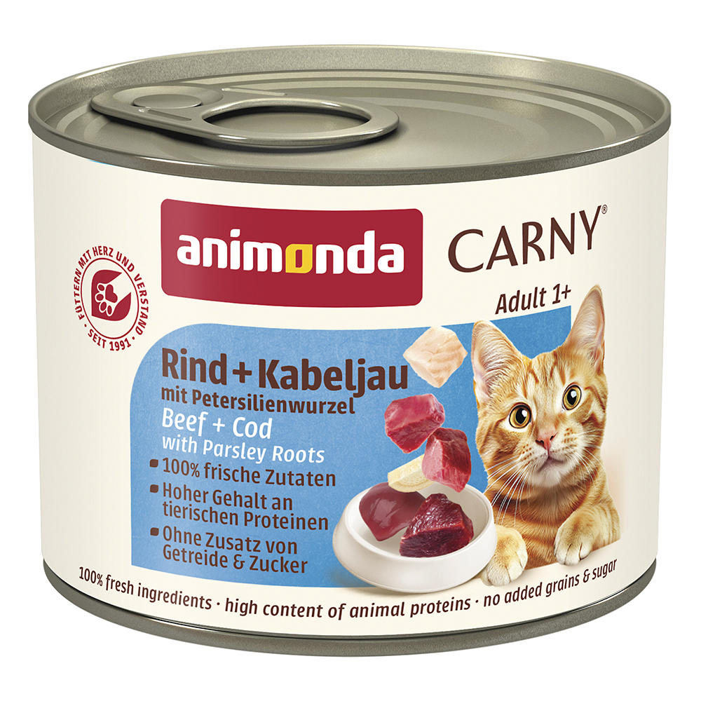 Animonda Carny - Adult Rind + Kabeljau m. Petersilienwurzeln - 6 x 200 g - 1