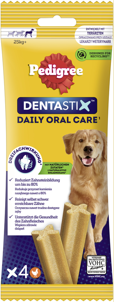 Pedigree - Denta Stick Daily Oral Care - Für große Hunde - 1 x 4 Stück - 1