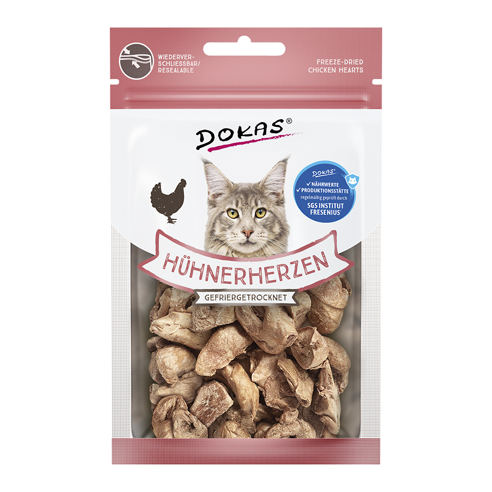 Dokas - gefriergetrocknete Hühnerherzen - 6 x 15 g - 1