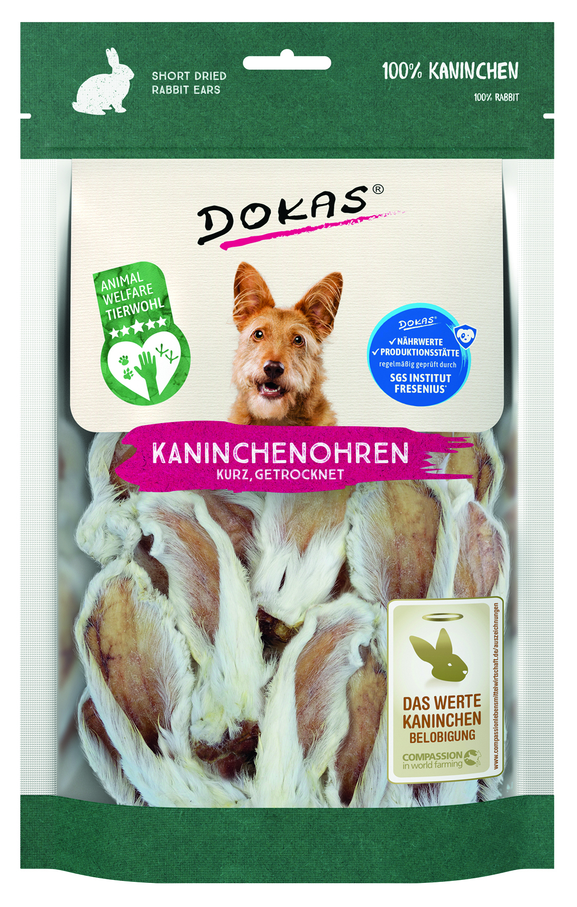 Kaninchenohren mit Fell getrocknet