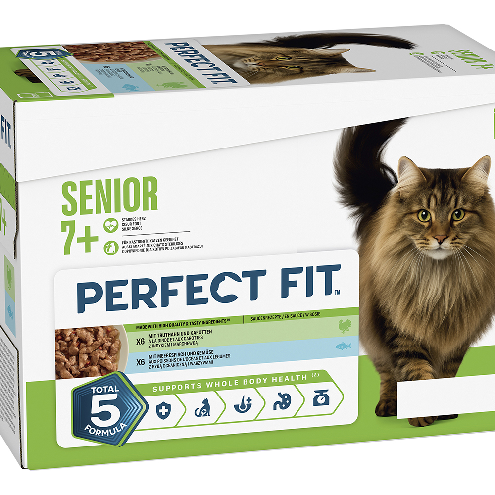 Multipack Senior 7+ 2 Varietäten Truthahn & Karotten, Meeresfisch & Gemüse in Sa