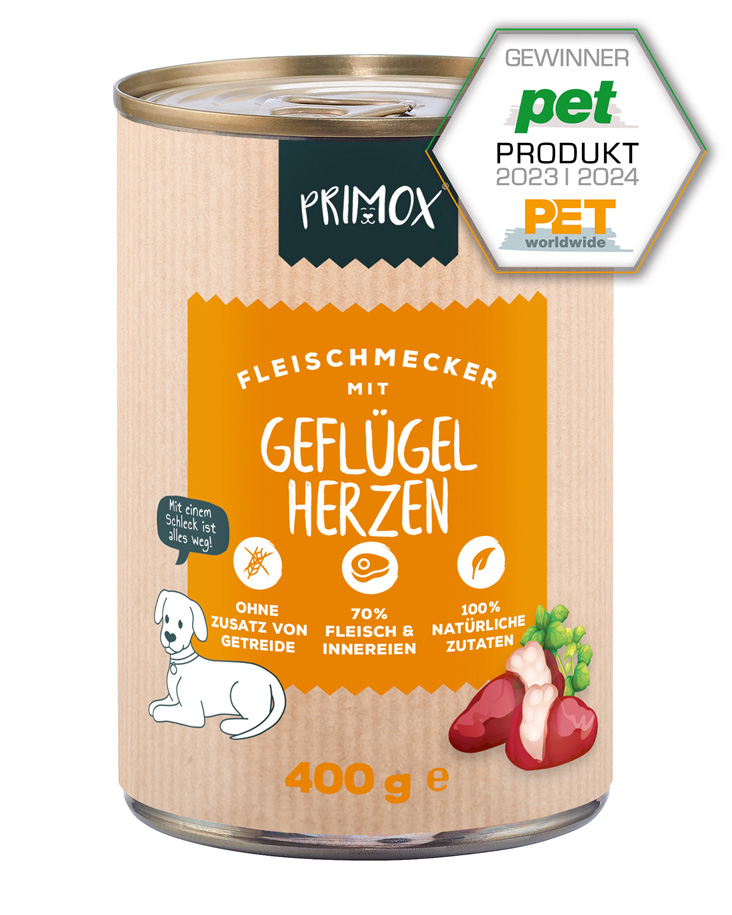 Hunde Nassfutter mit Geflügelherzen 6 x 400g
