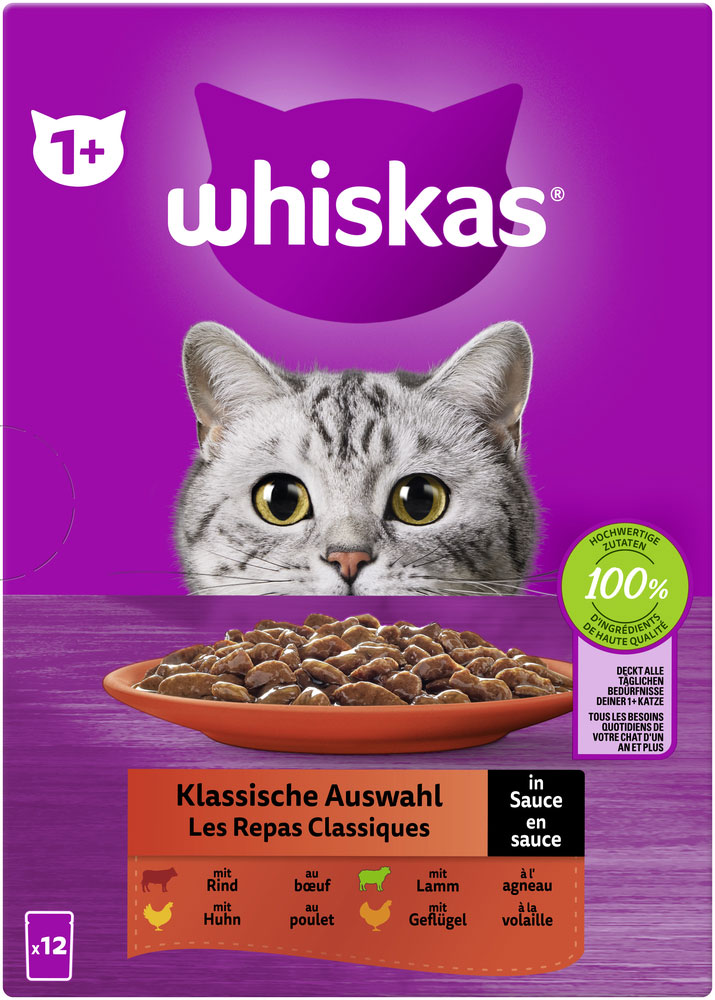 Whiskas - Whiskas Multipack 1+ Klassische Auswahl in Sauce - 4 x 12X85g - 4