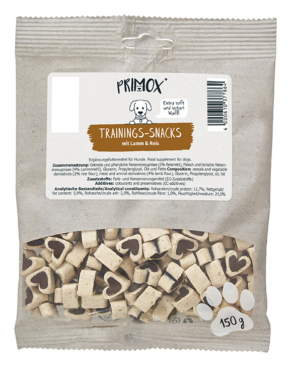 Primox Trainingssnack 150 g im Beutel mit Lamm & Reis extra soft, extra lecker Zusammensetzung und analytische Bestandteile