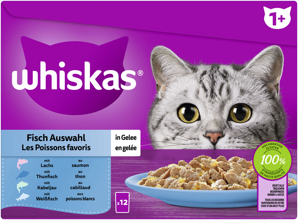 Whiskas - Whiskas Multipack 1+ Fisch Auswahl in Gelee - 1 x 12X85g - 1