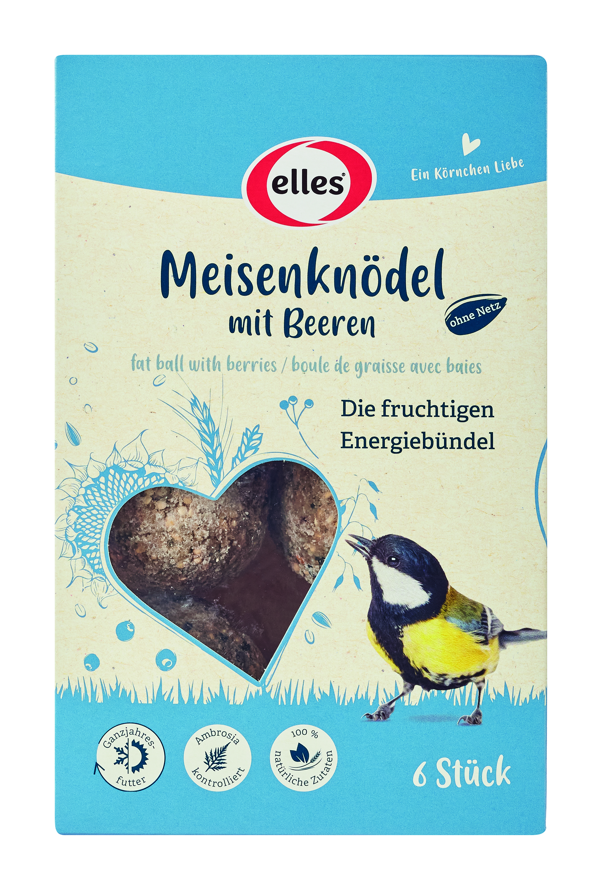 Meisenknödel ohne Netz mit Beeren 6 Stück