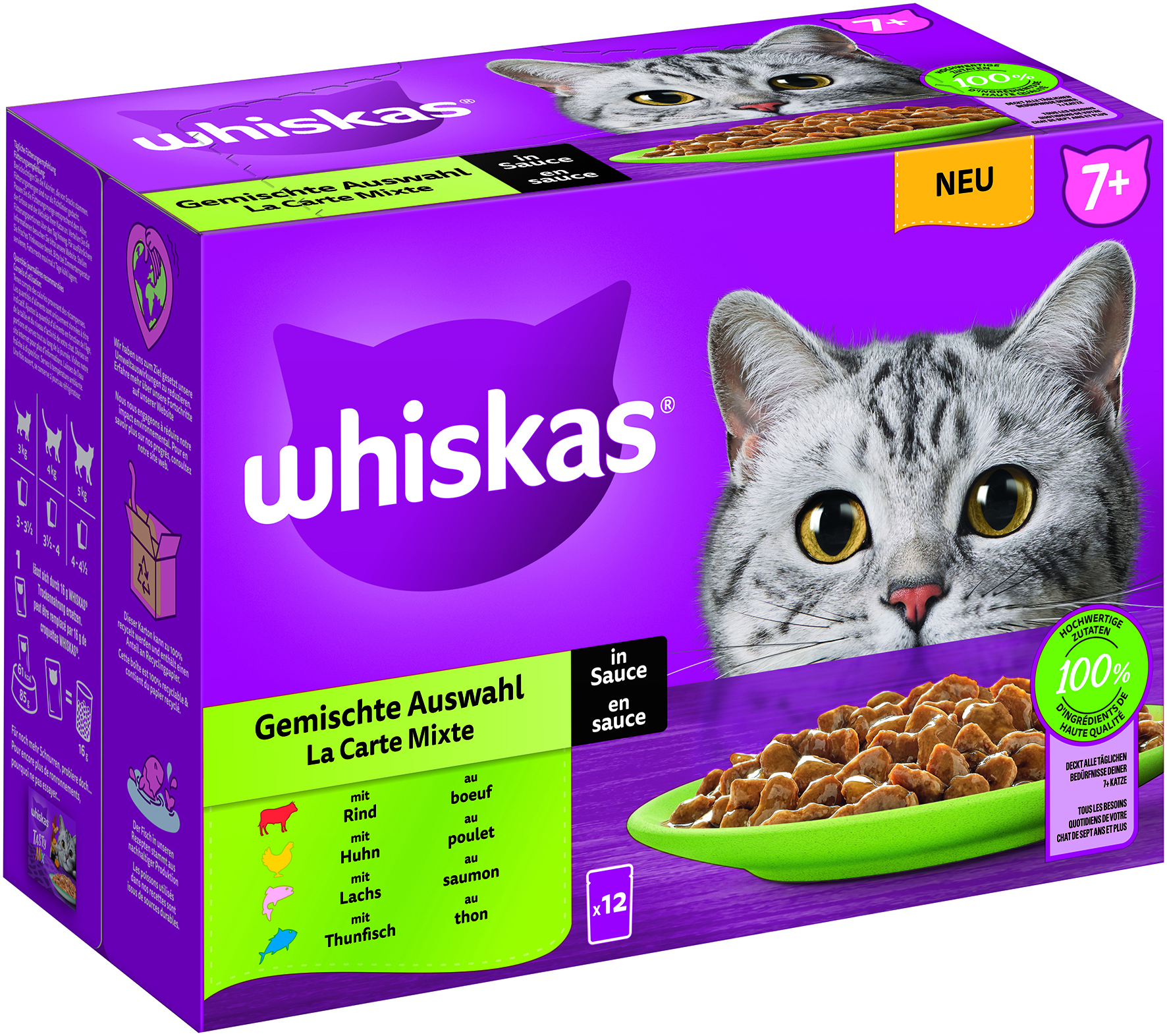 Whiskas - Whiskas Multipack 7+ Gemischte Auswahl in Sauce - 4 x 1020 g - 1
