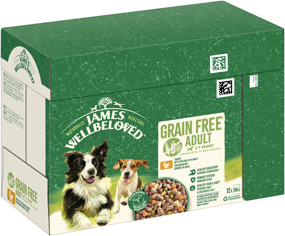 James Wellbeloved - Grain Free Truthahn mit Gemüse in Sauce - 4 x 12x90g - 2
