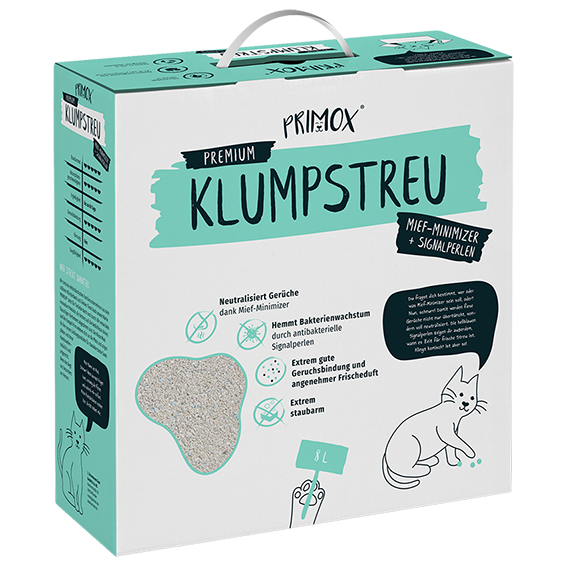 Primox Premium Katzenstreu 8 l mit Mief-Minimizer und Signalperlen