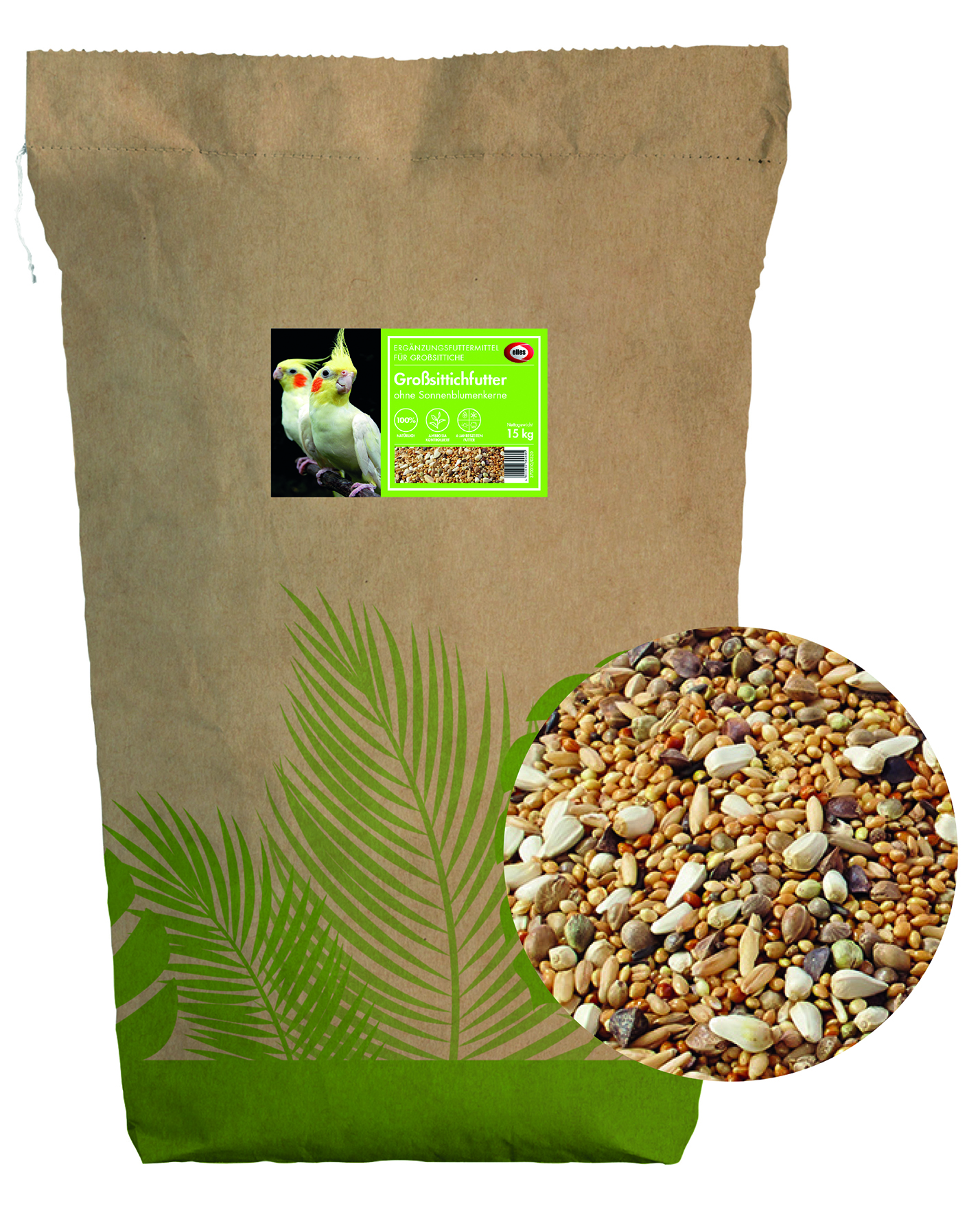 elles - Großsittichfutter ohne Sonnenblumenkerne 15kg - 1 x 15 kg - 1