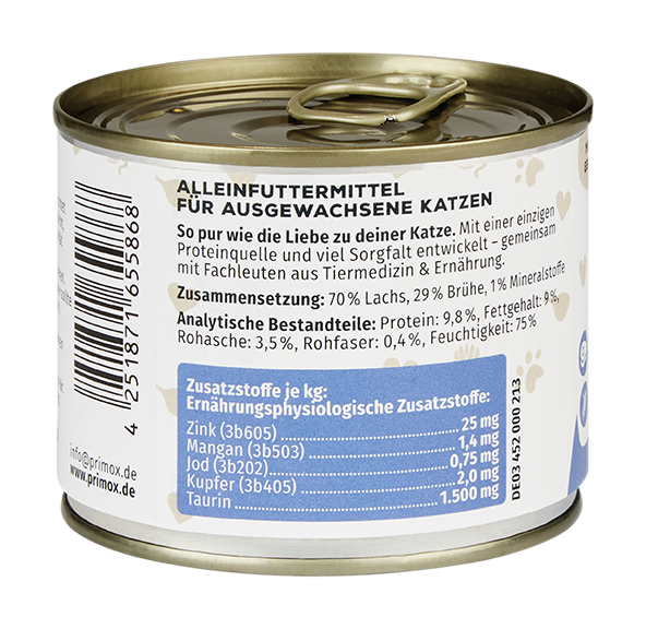 Primox - Katzenfutter Lachs Pur 6x190g - 6 x 190 g - 7