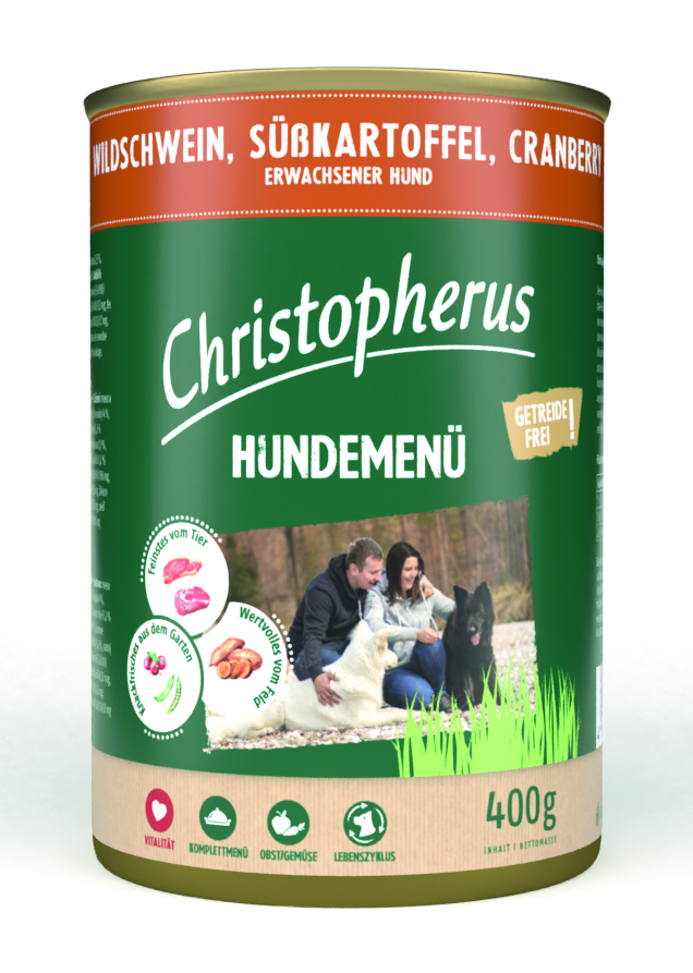 Hundemenü mit Wildschwein, Süßkartoffel & Cranberry
