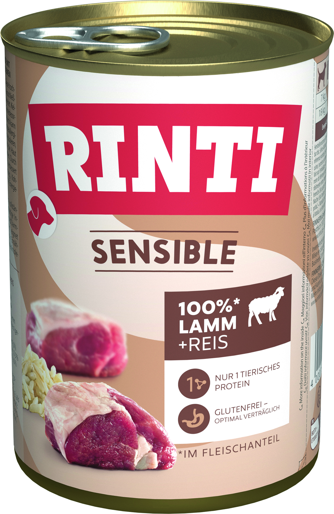 Rinti - Sensible Lamm und Reis - 12 x 400 g - 1