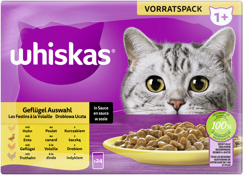 Whiskas - Whiskas Multipack 1+ Geflügel Auswahl in Sauce - 2 x 24X85g - 4