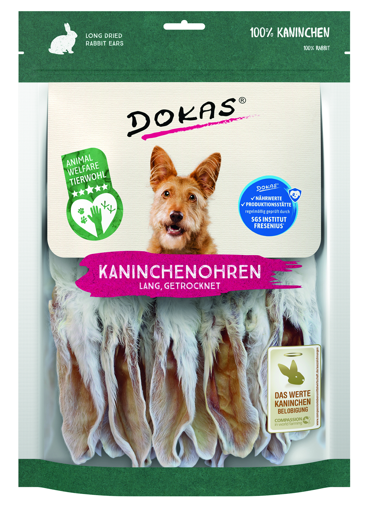 Kaninchenohren mit Fell getrocknet