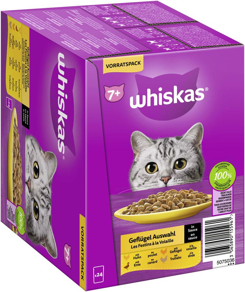 Whiskas - Whiskas Multipack 7+ Geflügel Auswahl in Sauce - 2 x 24X85g - 3