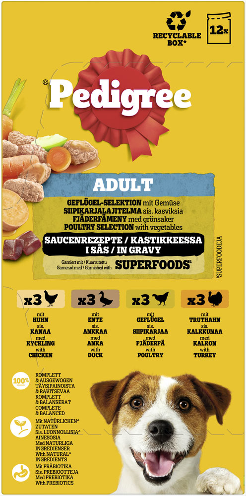 Pedigree - Multipack 4x Geflügel in Sauce - 4 x 12X100g - 6