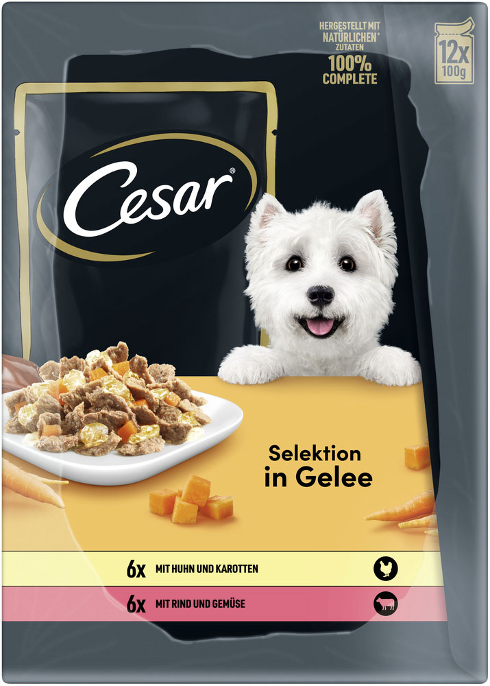 Cesar - Multipack in Gelee mit Fleisch & Gemüse - 4 x 12X100g - 6