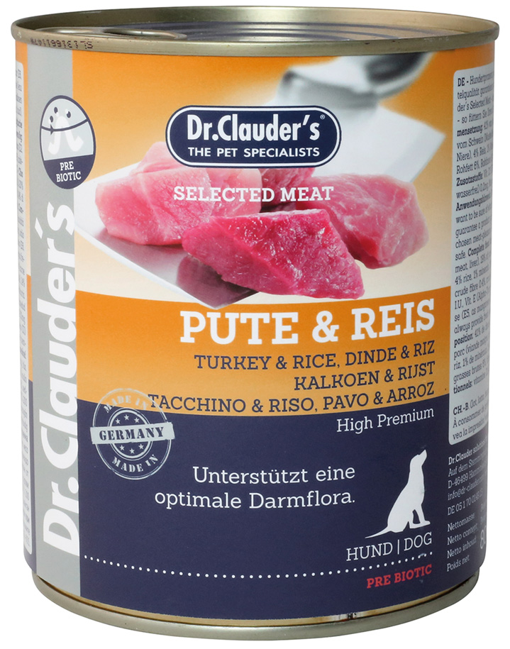 Dr. Clauder - Selected Meat Pute & Reis - 6 x 800 g - 1