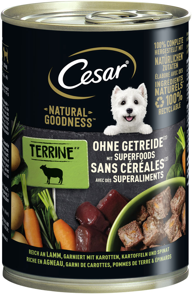 Cesar - Natural Goodness Reich an Lamm mit Karotten, Kartoffeln & Spinat - 6 x 400g - 1