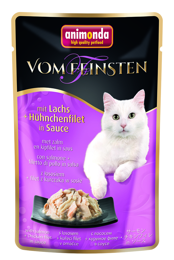 mit Lachs + Hühnchenfilet in Sauce