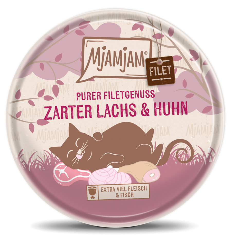 MjAMjAM - purer Filetgenuss - zarter Lachs & Huhn - 16 x 80 g - 1