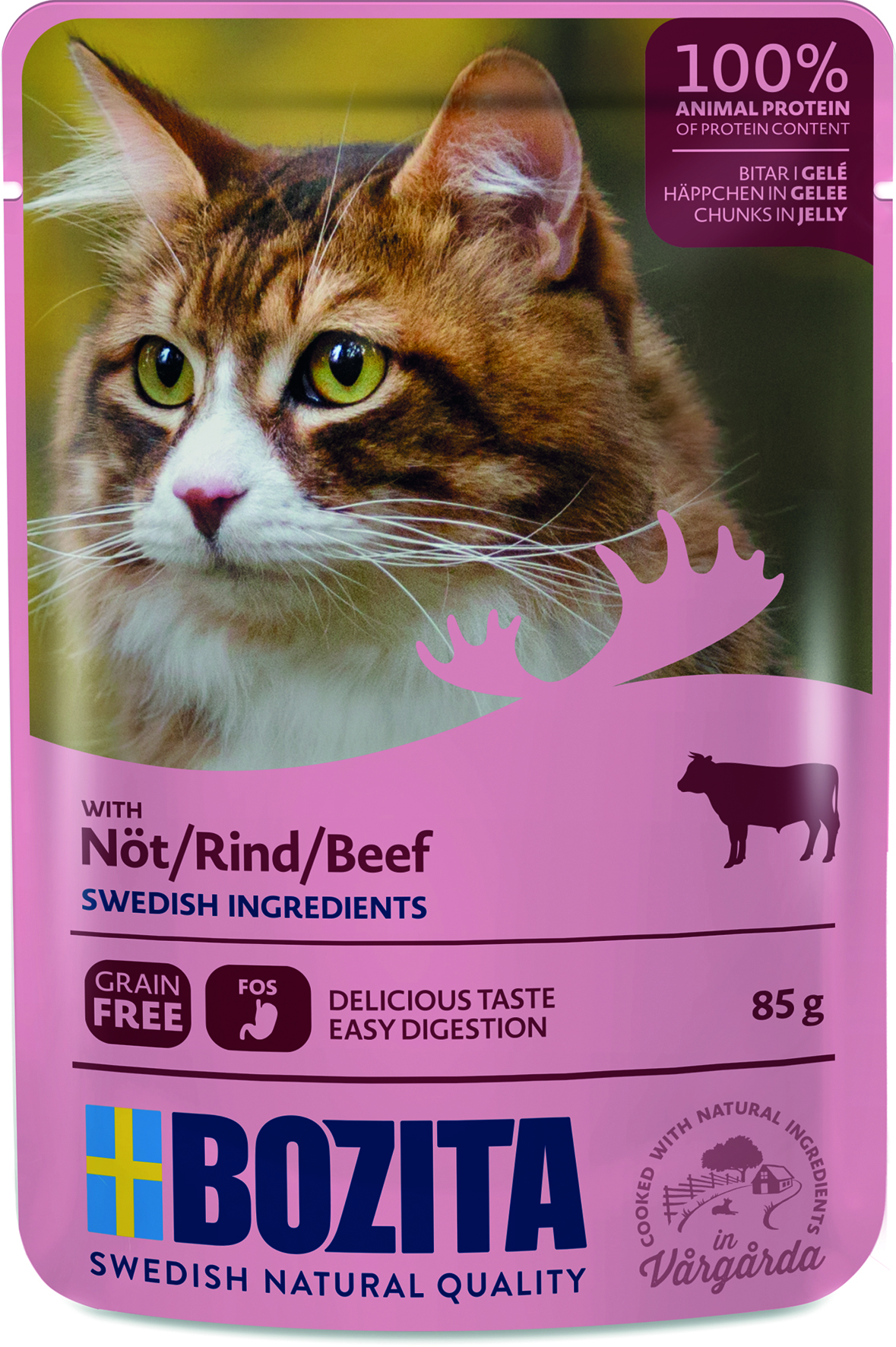 Bozita - Pouch Häppchen in Gelee mit Rind - 12 x 85 g - 1