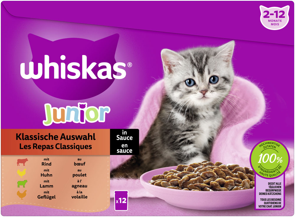 Whiskas Multipack Junior Klassische Auswahl in Sauce Whiskas Multipack Junior Klassische Auswahl in Sauce