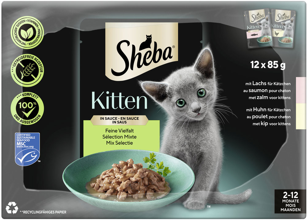 Sheba - Multipack Kitten Feine Vielfalt in Sauce - 4 x 1020g - 4