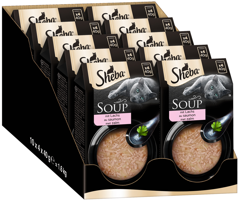 Sheba - Multipack Soup mit Lachs - 10 x 4X40g - 2