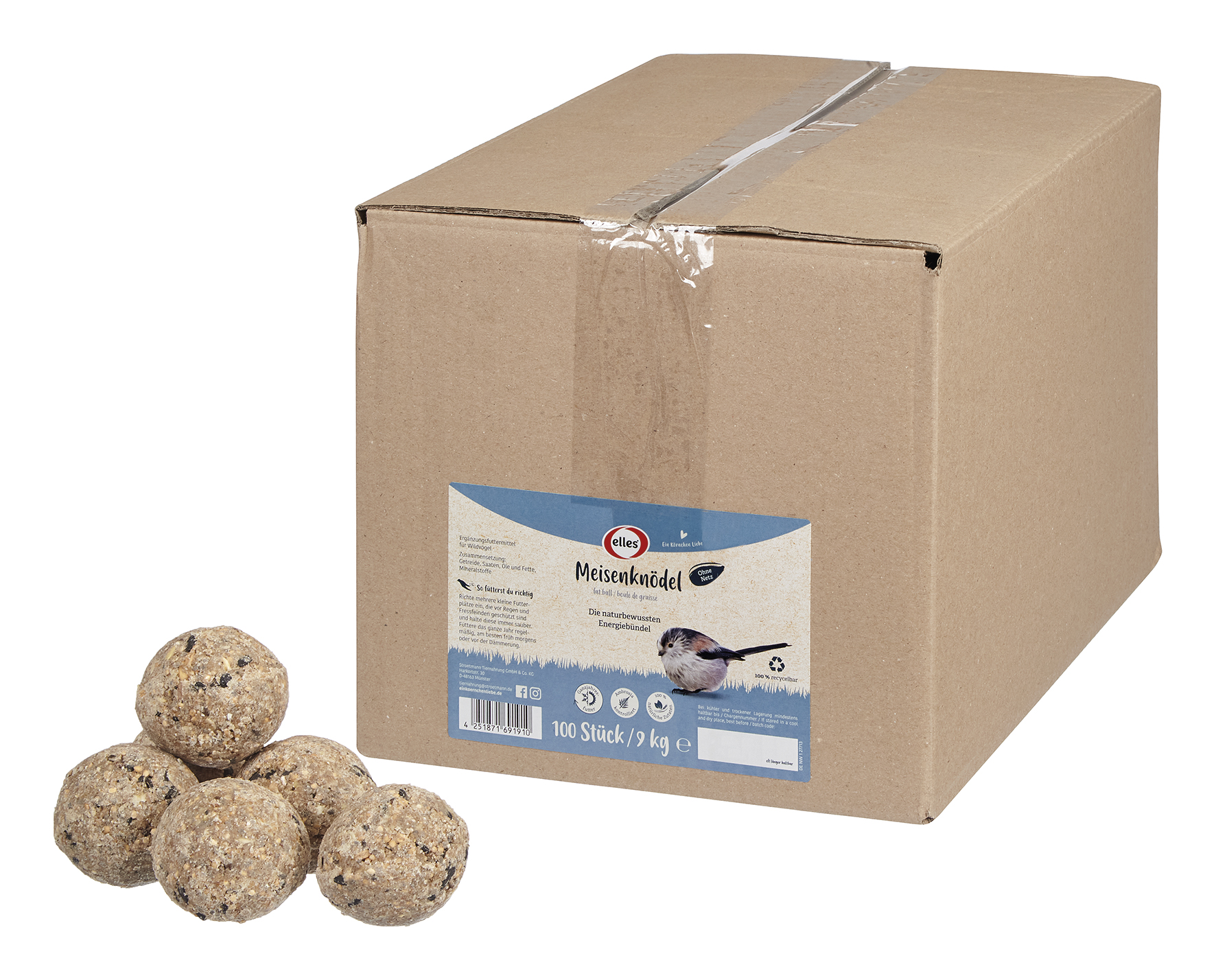 elles - Meisenknödel 100 Stk. o. Netz  - 1 x 9 kg - 1