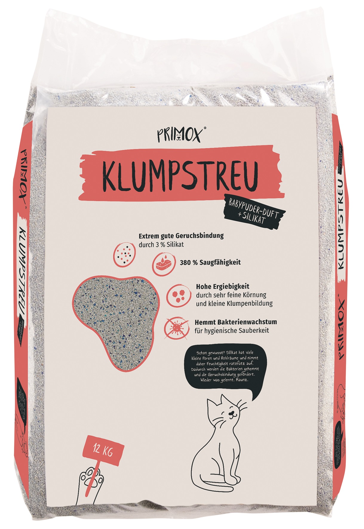 Primox - Katzenstreu Babypuder + Silikat 12 kg - 1 x 12 kg - 1