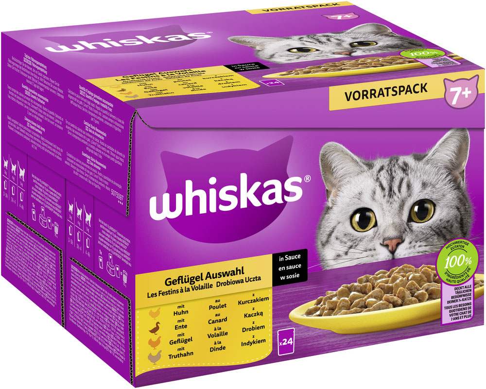 Whiskas - Whiskas Multipack 7+ Geflügel Auswahl in Sauce - 2 x 24X85g - 2