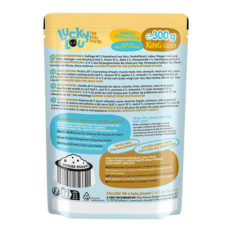 Lucky Lou - Adult Geflügel & Hirsch - 6 x 300 g - 2