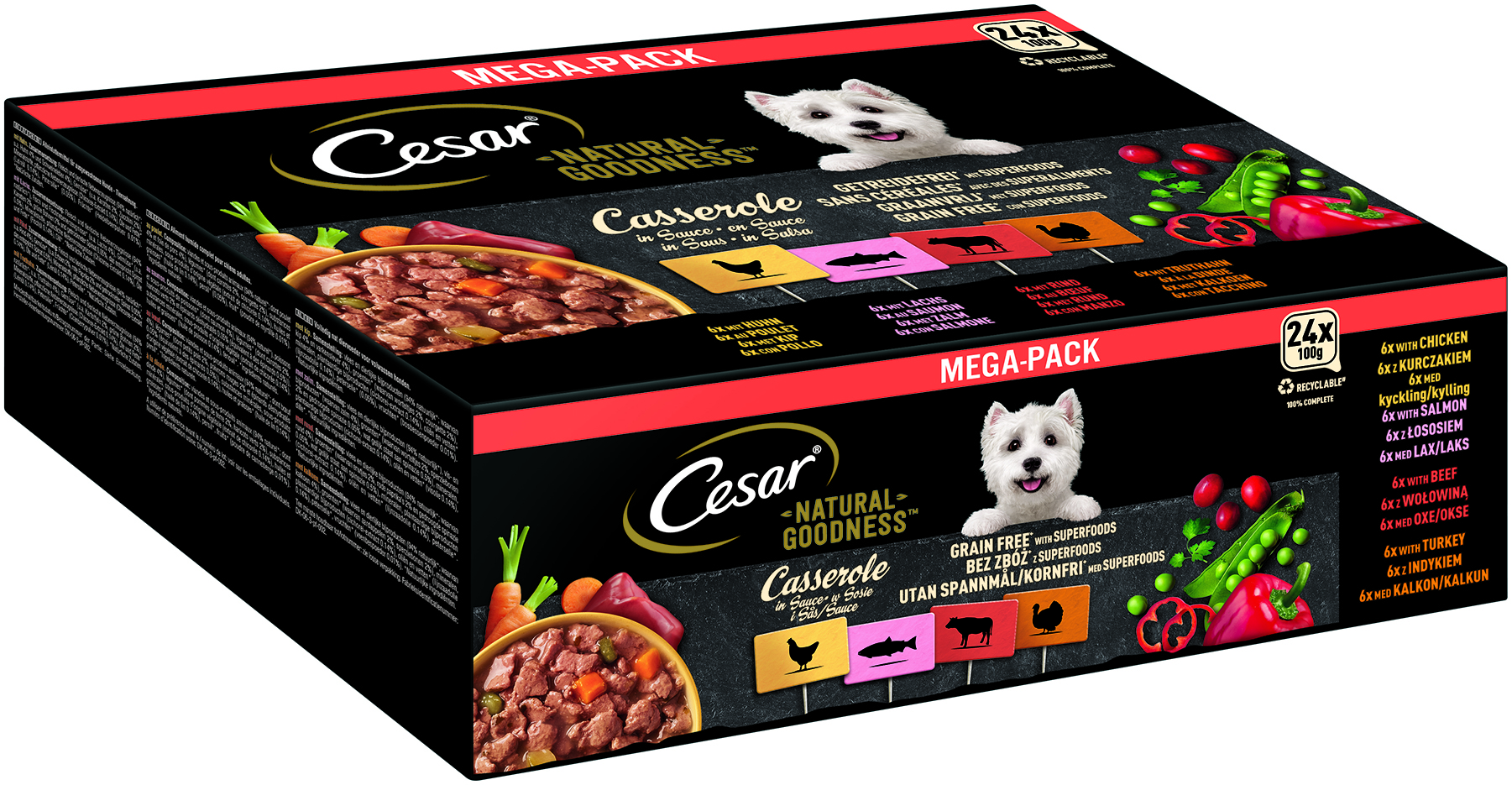 Cesar - Goodness MP Casserole mit Huhn, Fisch, Rind, getreidefrei - 1 x 2.4 kg - 1