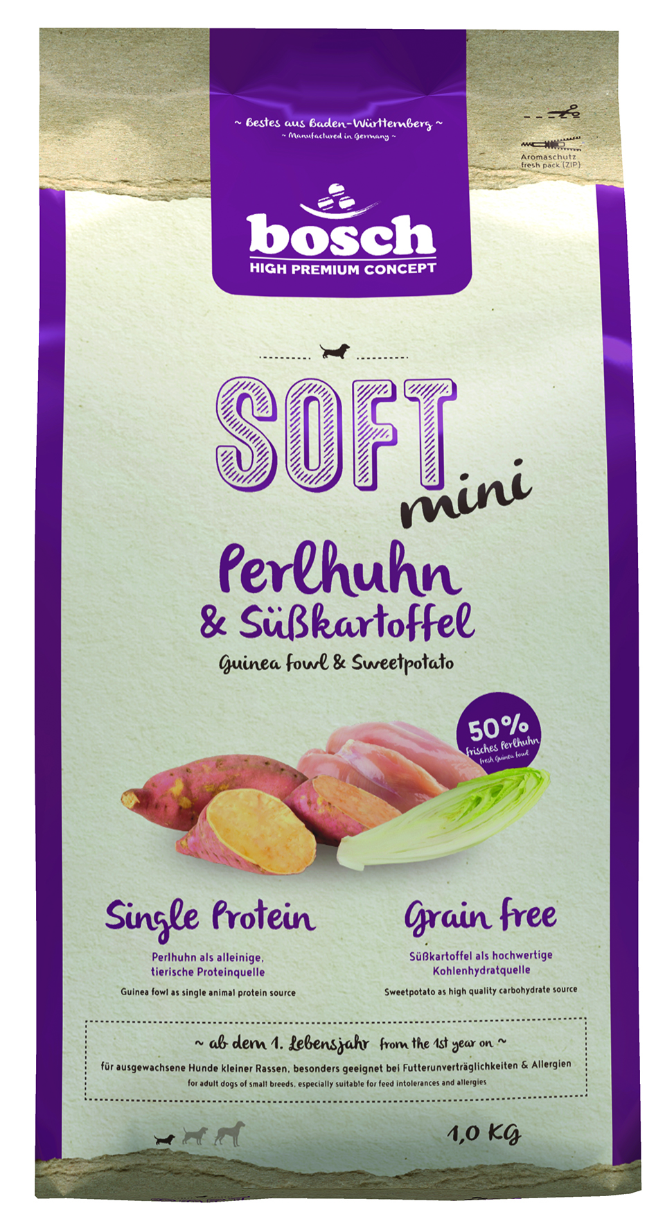 Bosch - Soft Mini Perlhuhn & Süsskartoffel - 1 x 1 kg - 1